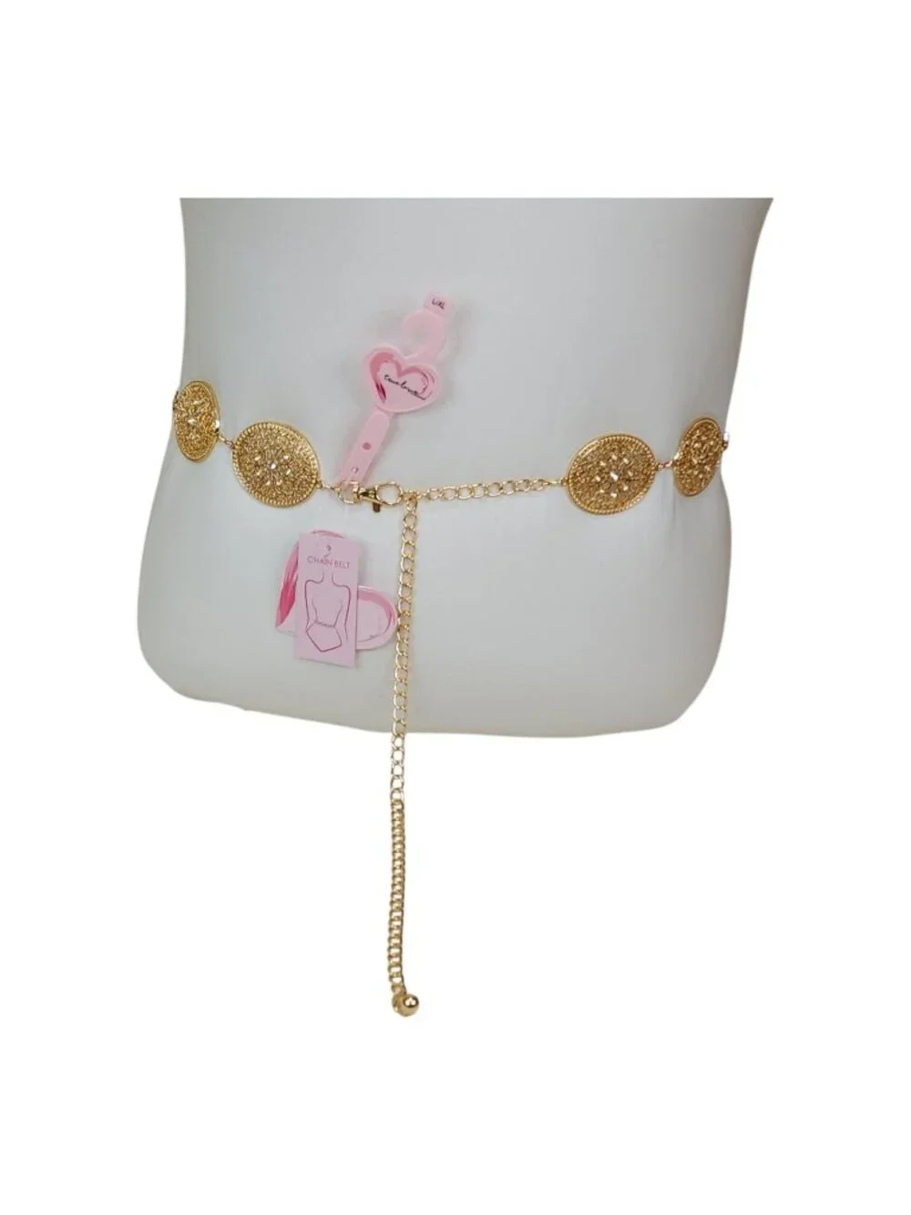 Gold Chain Belt With Ornate Medallions S/M By True Love Accessories 45